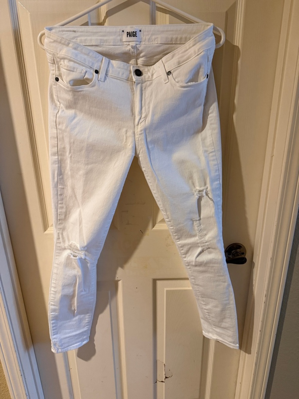 PAIGE White Ripped Skinny Jeans